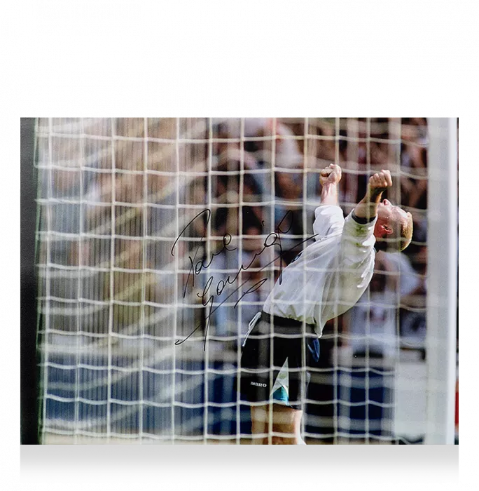 Paul Gascoigne Signed England Photo: Iconic Goal Celebration vs Scotland