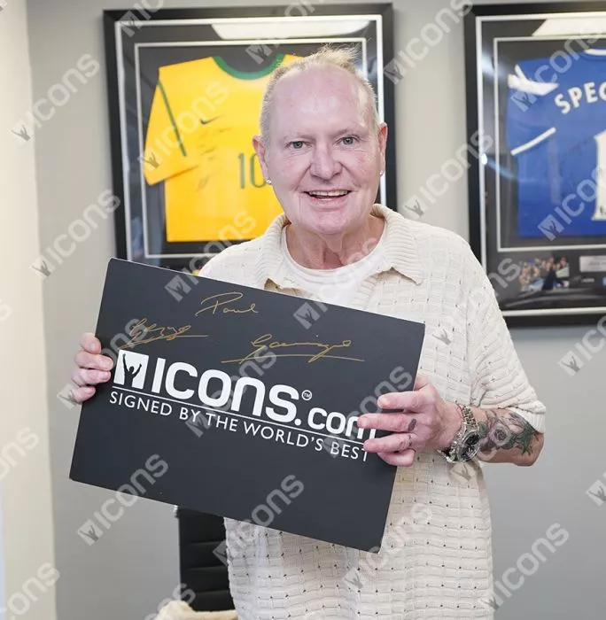 Paul Gascoigne Signed England Photo In Black Wooden Frame: Dentist Chair Goal Celebration