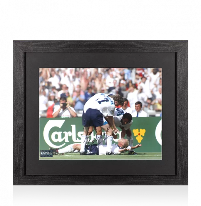 Paul Gascoigne Signed England Photo In Black Wooden Frame: Dentist Chair Celebration