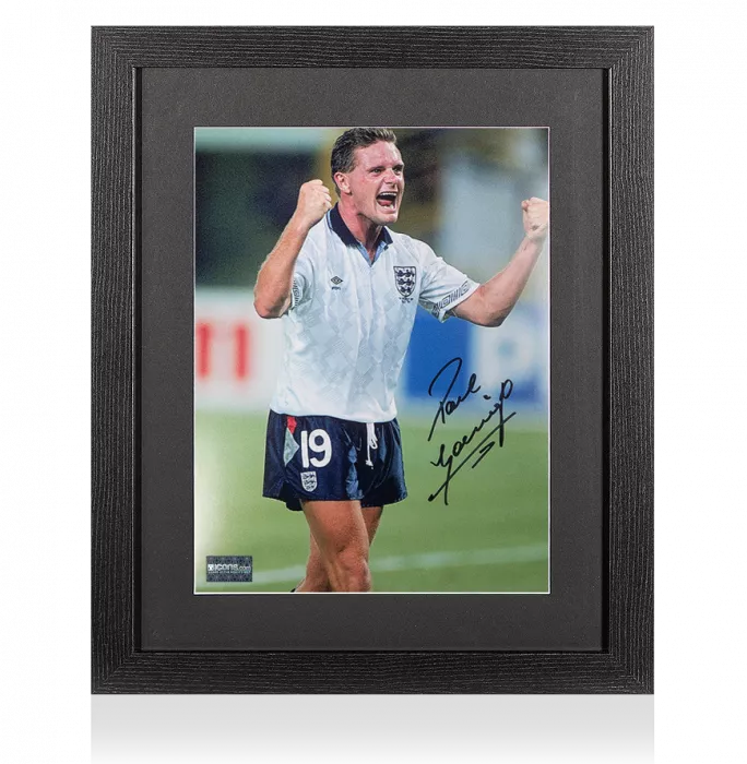 Paul Gascoigne Signed England Photo In Black Wooden Frame: A Lion Roars