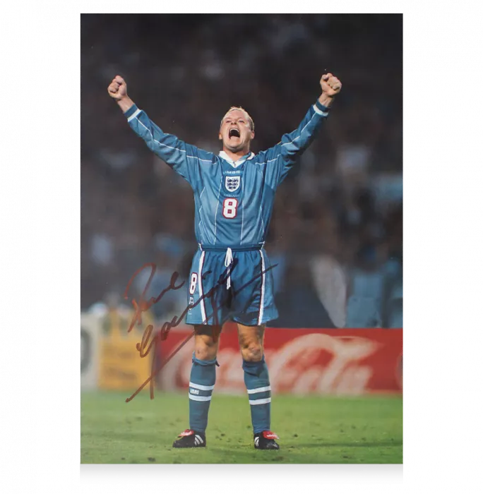 Paul Gascoigne Signed England Photo In Premium Photo Frame: Goal Celebration