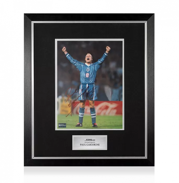 Paul Gascoigne Signed England Photo In Premium Photo Frame: Goal Celebration