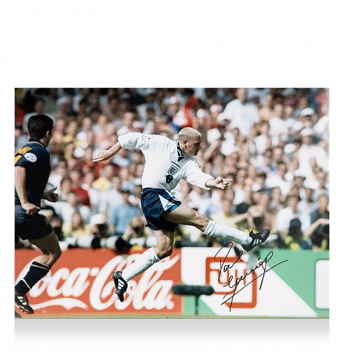 Paul Gascoigne Signed England Photo: Legendary UEFA EURO 1996 Goal Vs Scotland