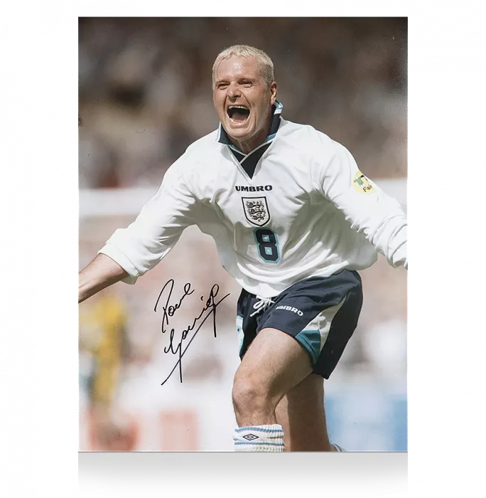Paul Gascoigne Signed England Photo: UEFA EURO 96 Celebration