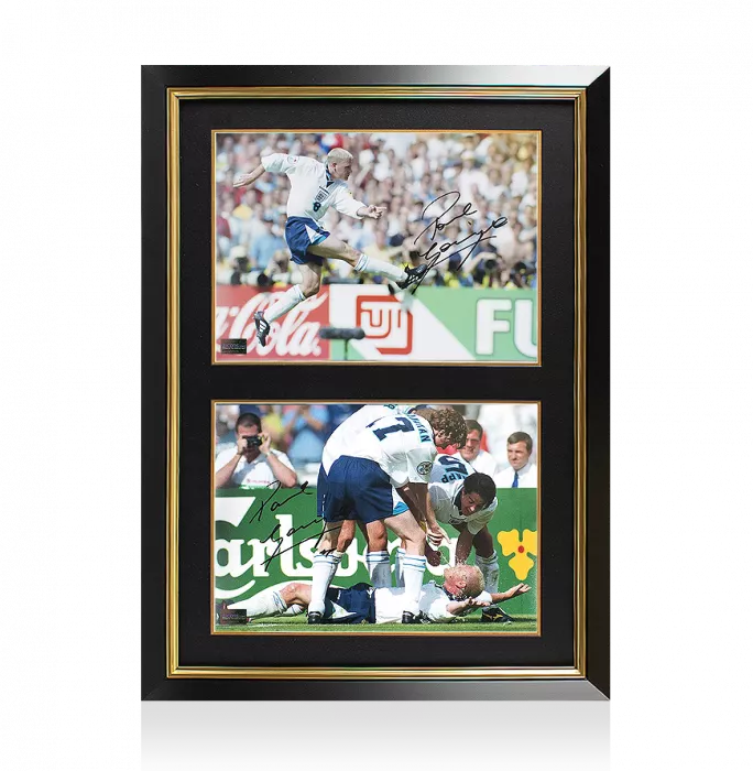 Paul Gascoigne Signed England Photos In Dual Photo Frame