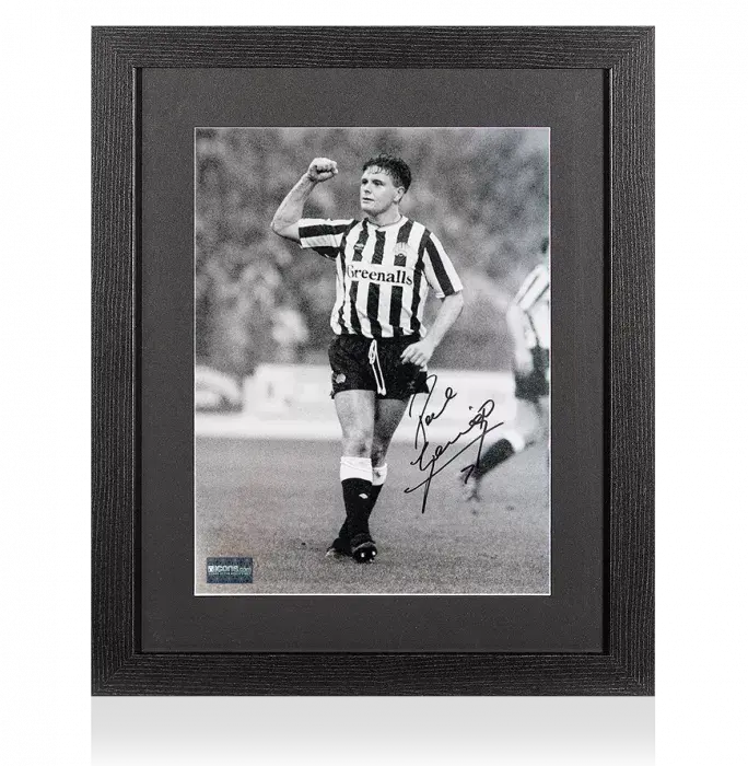 Paul Gascoigne Signed Newcastle United Photo In Black Wooden Frame: Toon Legend