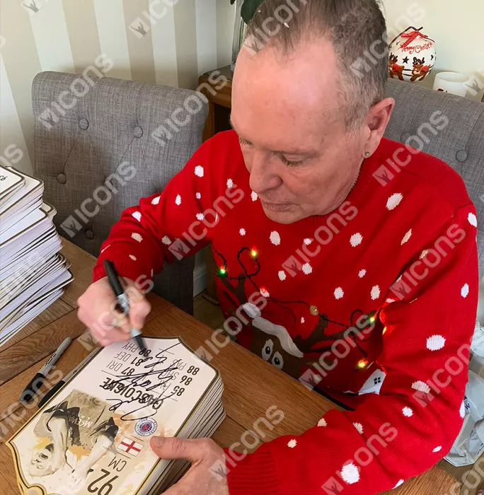 Paul Gascoigne Signed Rangers FIFA Ultimate Team Card In Black Wooden Frame