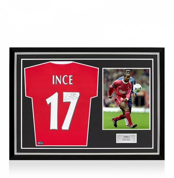 Paul Ince Back Signed Liverpool 1998 Home Shirt In Hero Frame: Option 1
