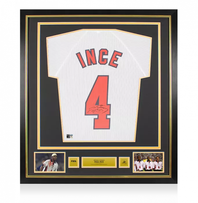 Paul Ince Official 1998 FIFA World Cup™ Back Signed and Framed England 1998 Home Shirt
