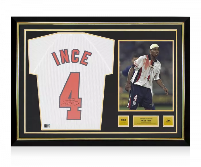 Paul Ince Official 1998 FIFA World Cup™ Back Signed and Hero Framed England 1998 Home Shirt