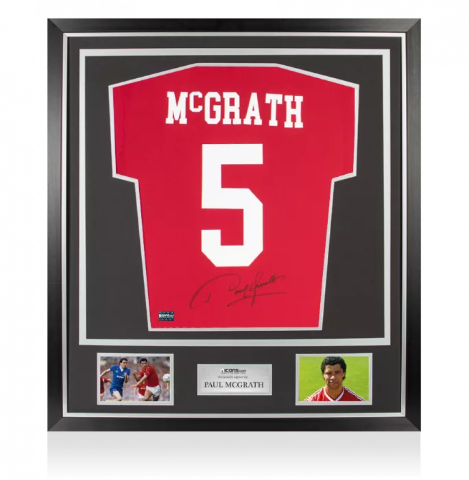 Paul McGrath Back Signed Modern Manchester United Home Shirt In Classic Frame
