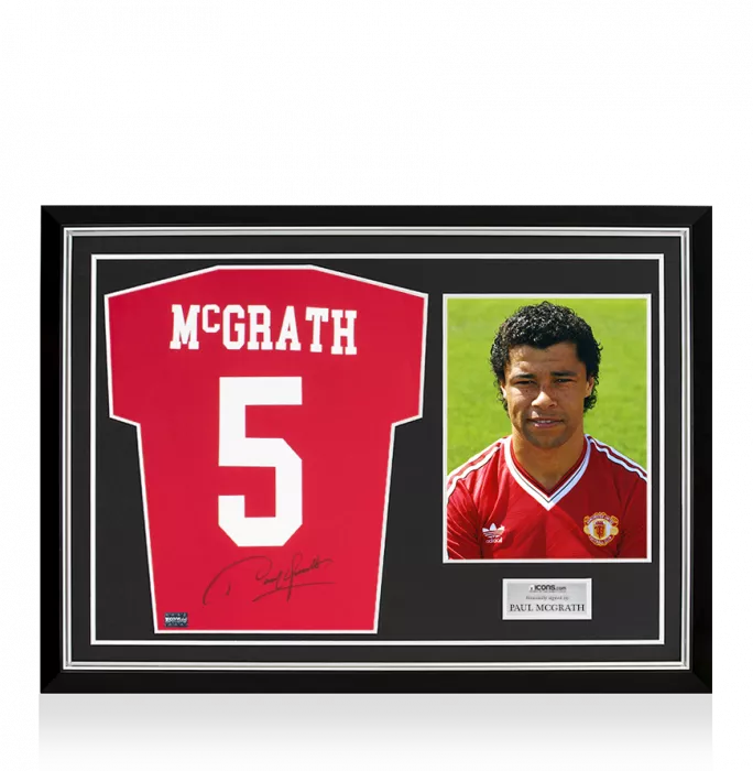 Paul McGrath Back Signed Modern Manchester United Home Shirt Home Shirt In Hero Frame: Option 1