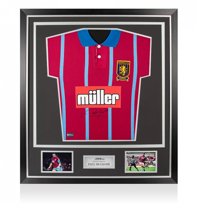 Paul McGrath Front Signed Aston Villa 1993-95 Home Shirt In Classic Frame
