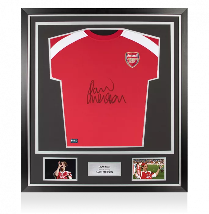 Paul Merson Front Signed Arsenal T-Shirt In Classic Frame