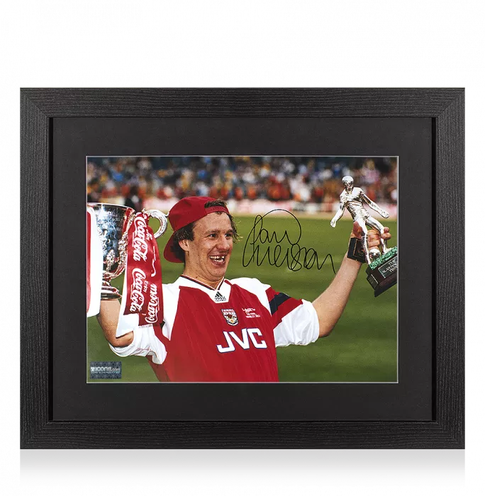 Paul Merson Signed Arsenal Photo In Black Wooden Frame: 1993 League Cup Winner