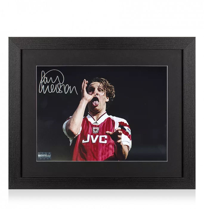 Paul Merson Signed Arsenal Photo In Black Wooden Frame: Legendary Celebration