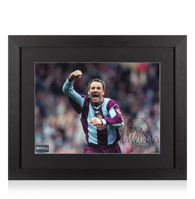 Paul Merson Signed Aston Villa Photo In Black Wooden Frame: 2000 FA Cup Semi-Final Victory