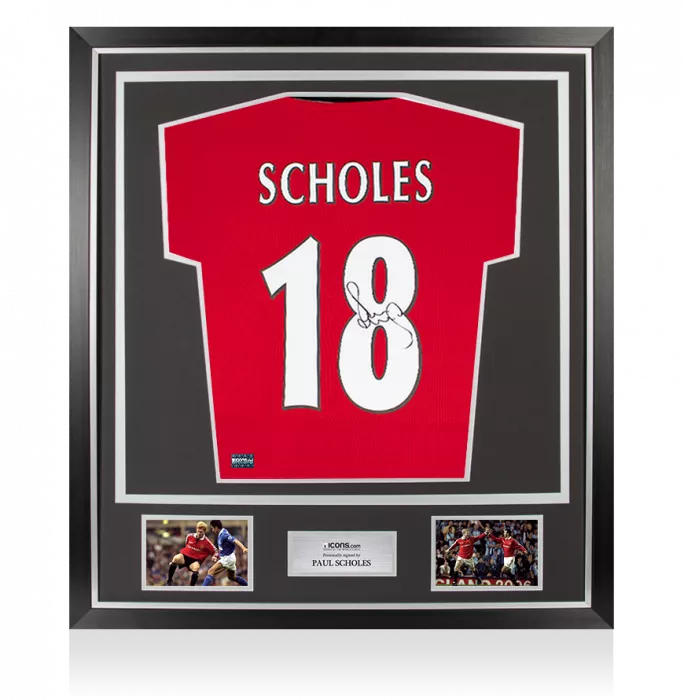 Paul Scholes Back Signed 1999 Manchester United Home Shirt: Premier League Edition In Classic Frame