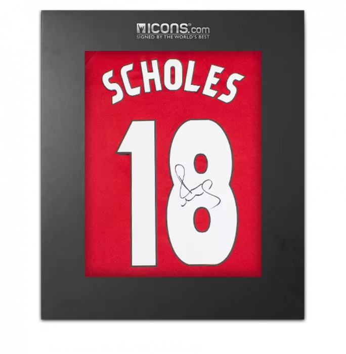 Paul Scholes Back Signed 1999 Manchester United Home Shirt: UCL Edition In Deluxe Packaging
