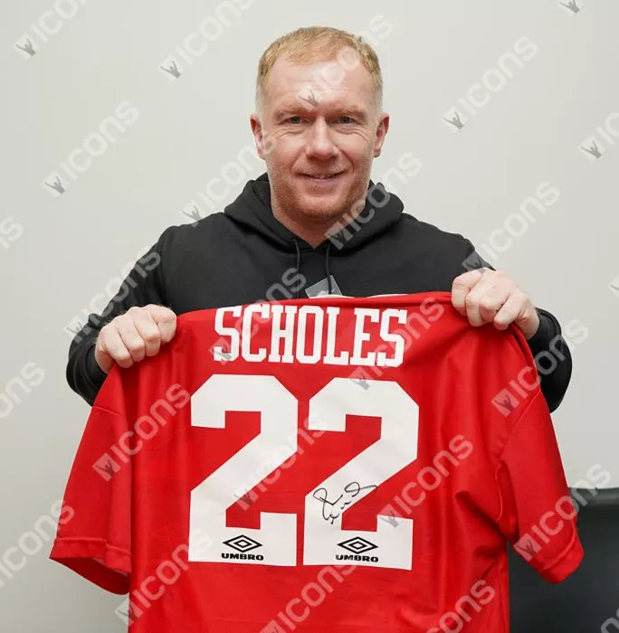 Paul Scholes Back Signed Manchester United 1994-96 Home Shirt In Classic Frame