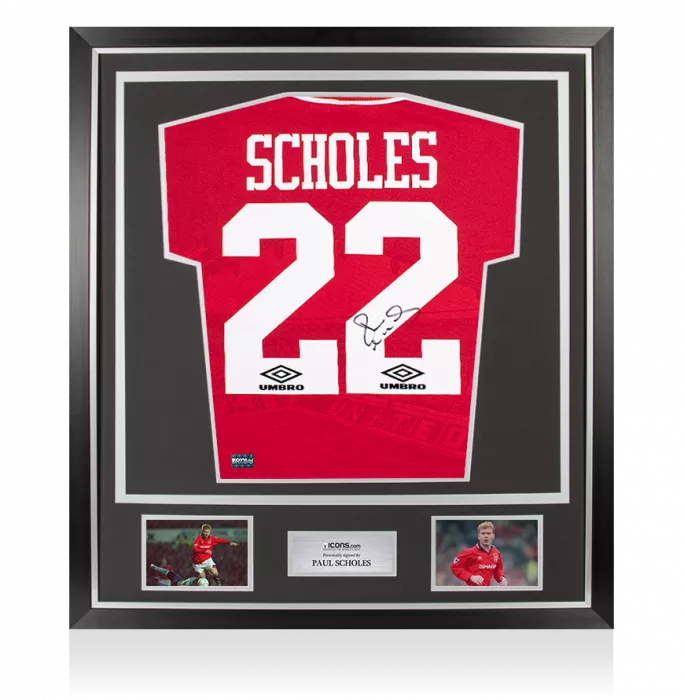 Paul Scholes Back Signed Manchester United 1994-96 Home Shirt In Classic Frame