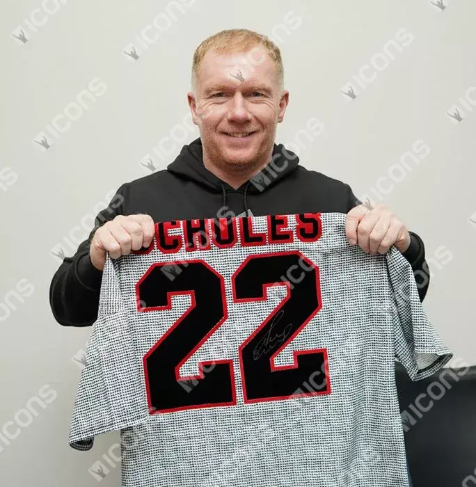 Paul Scholes Back Signed Manchester United 1995-96 Away Shirt