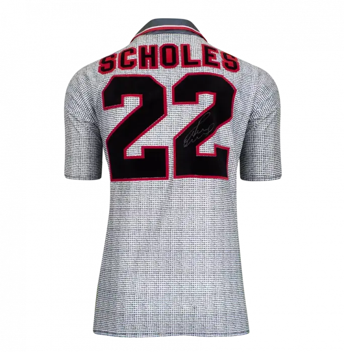 Paul Scholes Back Signed Manchester United 1995-96 Away Shirt