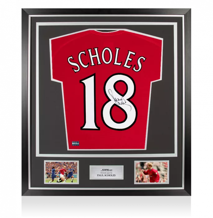 Paul Scholes Back Signed Manchester United 2000-02 Home Shirt In Classic Frame