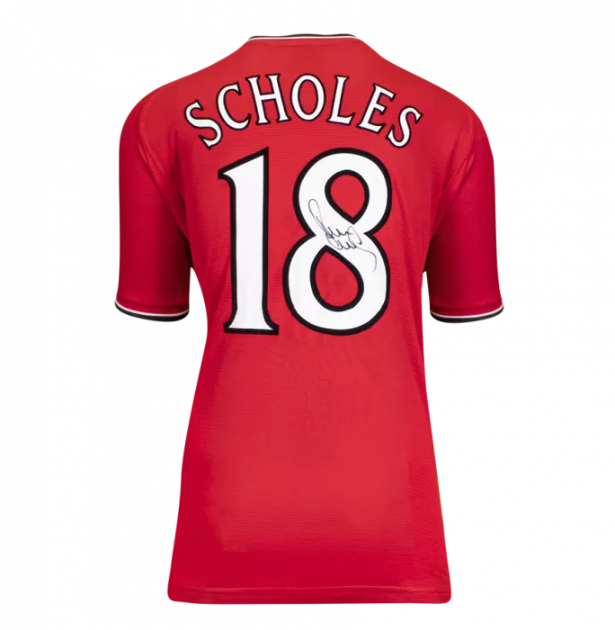 Paul Scholes Back Signed Manchester United 2000-02 Home Shirt