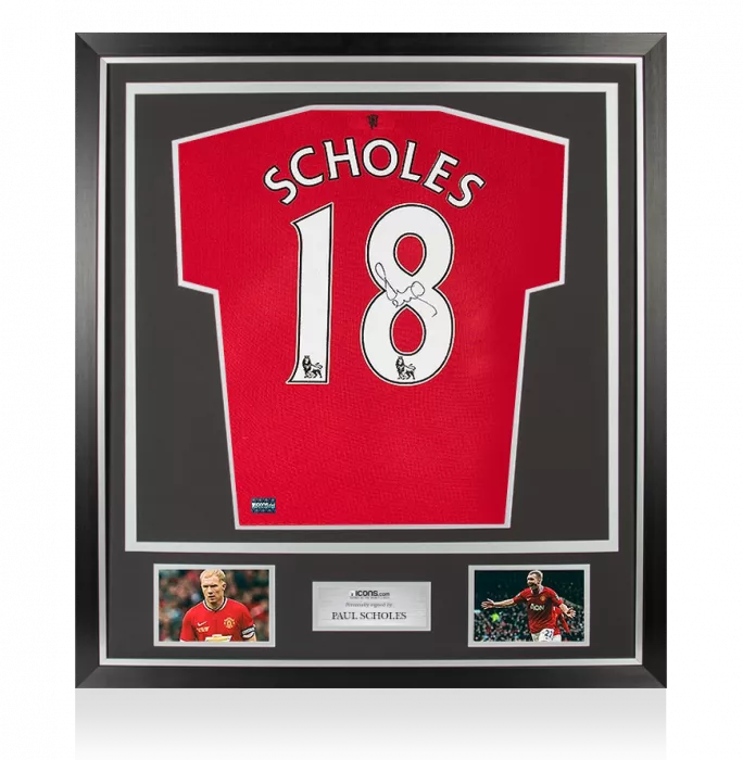 Paul Scholes Back Signed Manchester United 2014-15 Home Shirt In Classic Frame