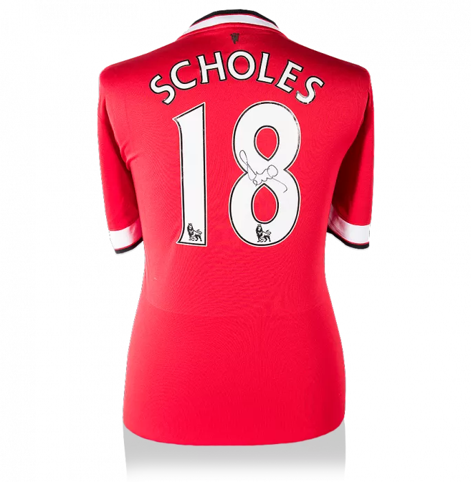 Paul Scholes Back Signed Manchester United 2014-15 Home Shirt