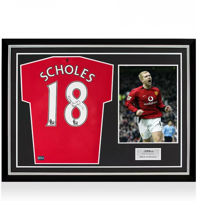 Paul Scholes Back Signed Manchester United 2014-15 Home Shirt In Hero Frame: Option 1