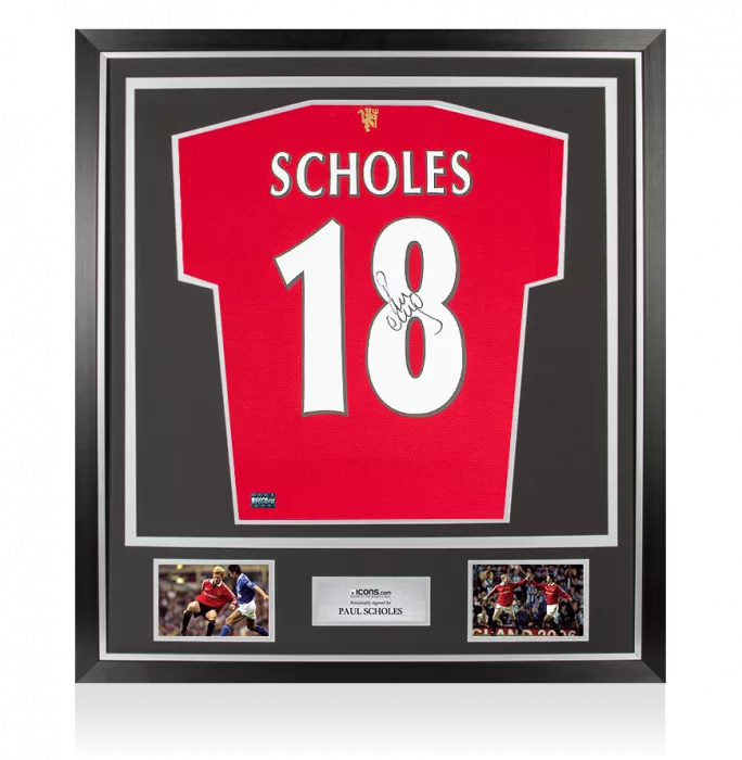 Paul Scholes Back Signed Manchester United 2021-22 Home Shirt: Premier League Edition In Classic Frame