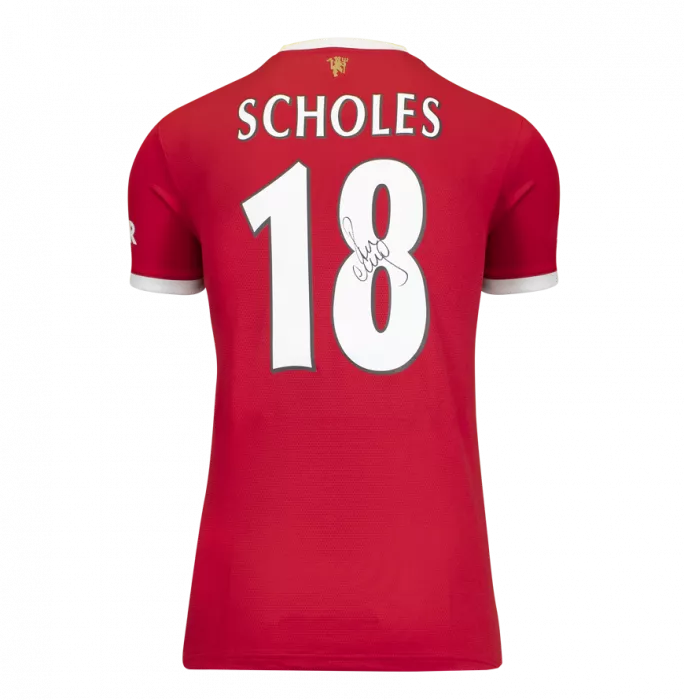 Paul Scholes Back Signed Manchester United 2021-22 Home Shirt: Premier League Edition