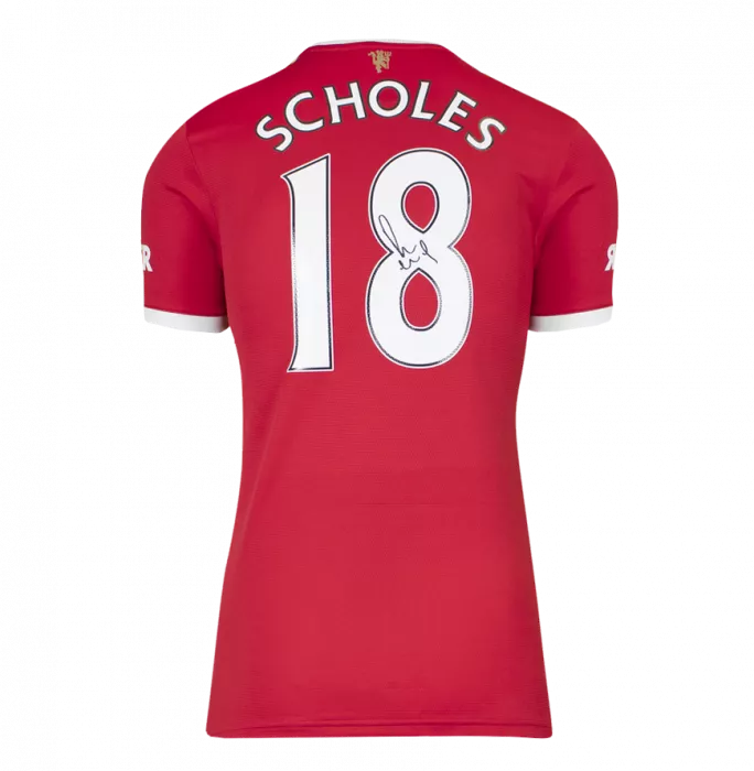 Paul Scholes Back Signed Manchester United 2021-22 Home Shirt In Classic Frame