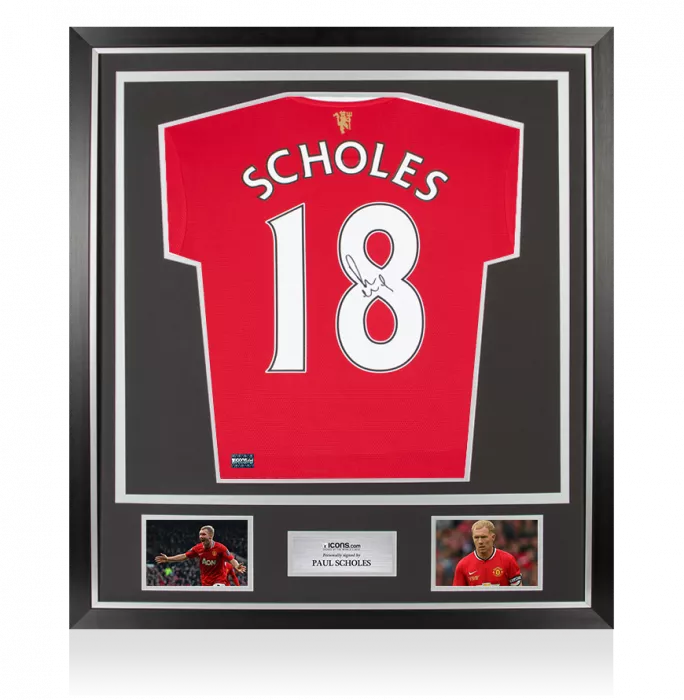Paul Scholes Back Signed Manchester United 2021-22 Home Shirt In Classic Frame