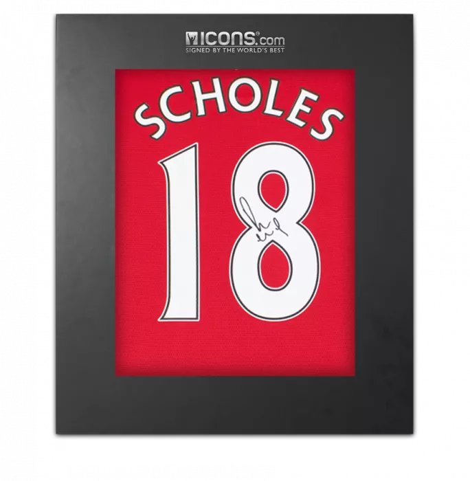 Paul Scholes Back Signed Manchester United 2021-22 Home Shirt In Deluxe Packaging