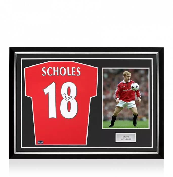 Paul Scholes Back Signed Manchester United 2022-23 Home Shirt In Hero Frame: Option 1
