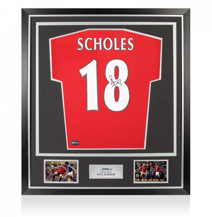 Paul Scholes Back Signed Manchester United 2022-23 Home Shirt In Classic Frame