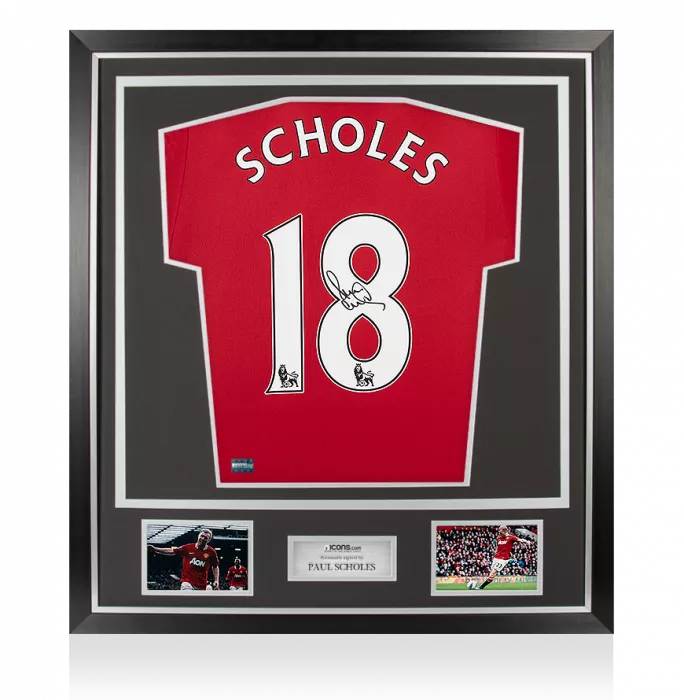 Paul Scholes Back Signed Modern Manchester United Home Shirt In Classic Frame