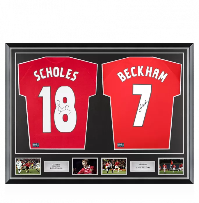 Paul Scholes & David Beckham Signed Manchester United Shirts In Classic Dual Frame