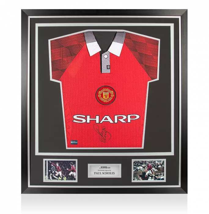 Paul Scholes Front Signed Manchester United 1998 Home Shirt In Classic Frame: Theatre Of Dreams
