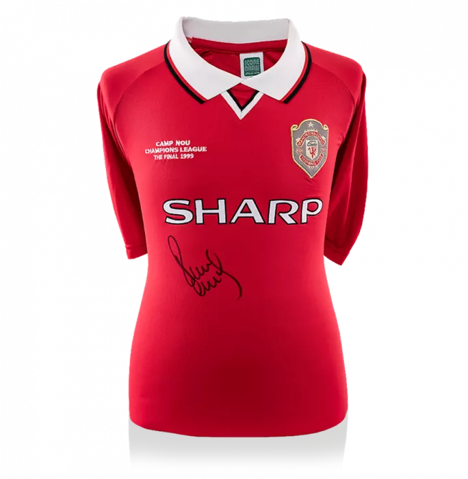 Paul Scholes Front Signed Manchester United 1999 Home Shirt: UEFA Champions League Final Edition