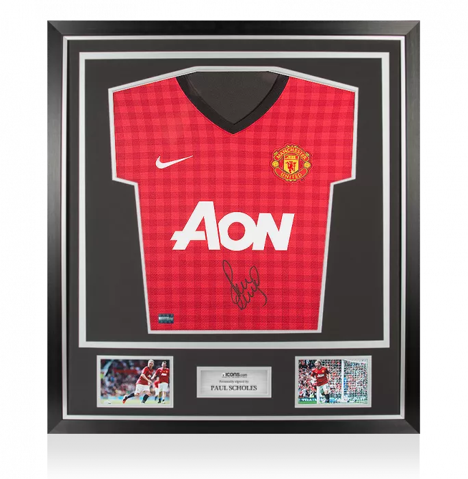 Paul Scholes Front Signed Manchester United 2012-13 Home Shirt In Classic Frame