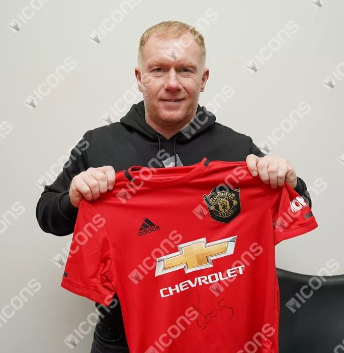 Paul Scholes Front Signed Manchester United 2019-20 Home Shirt In Hero Frame: Option 1