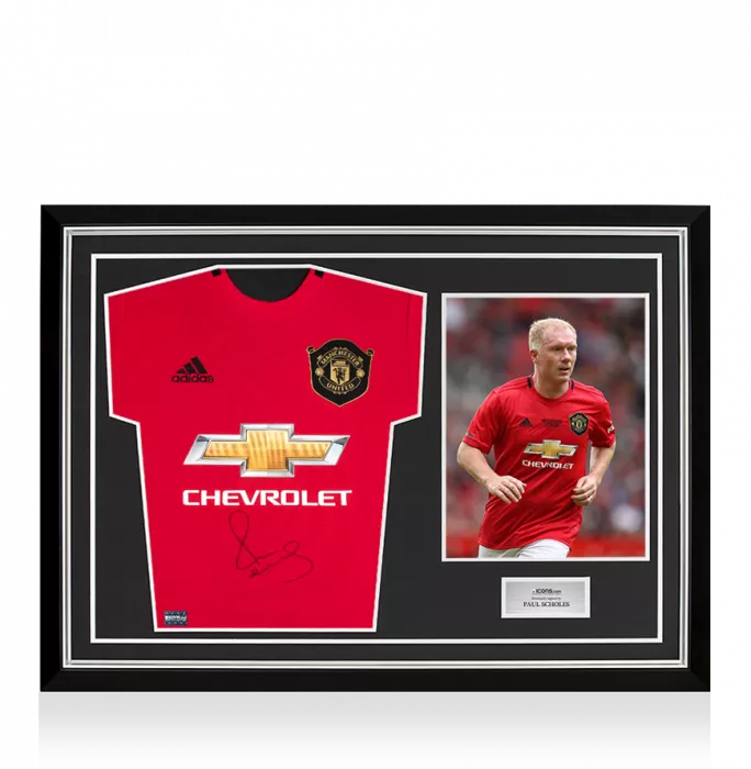 Paul Scholes Front Signed Manchester United 2019-20 Home Shirt In Hero Frame: Option 1
