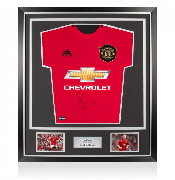 Paul Scholes Front Signed Manchester United 2019-20 Home Shirt In Classic Frame