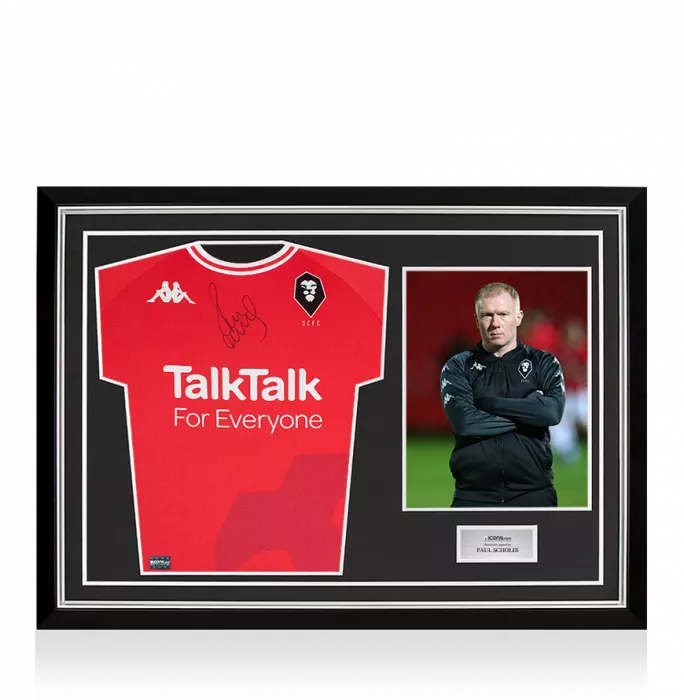 Paul Scholes Front Signed Salford City 2021-22 Home Shirt In Hero Frame: Option 1
