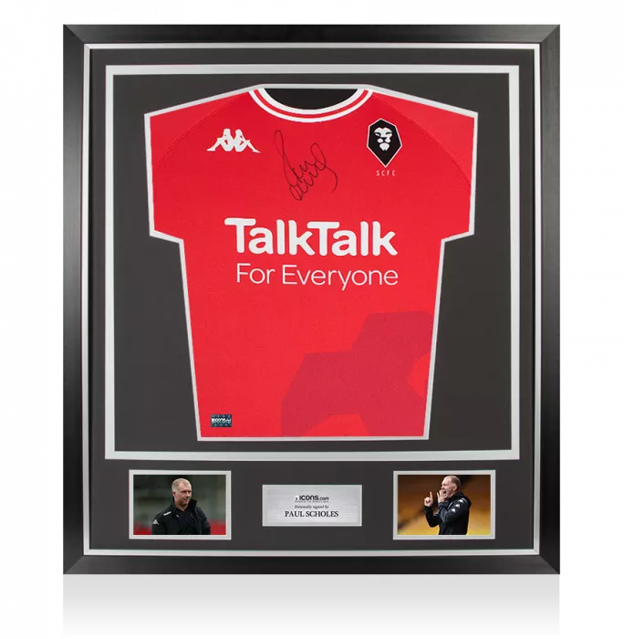 Paul Scholes Front Signed Salford City 2021-22 Home Shirt In Classic Frame