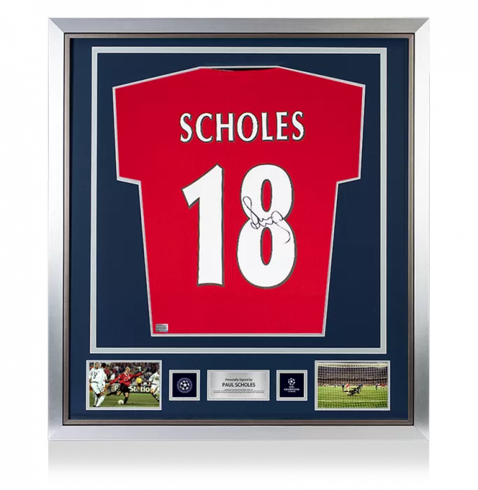 Paul Scholes Official UEFA Champions League Back Signed and Framed 1999 Manchester United Home Shirt: Premier League Edition